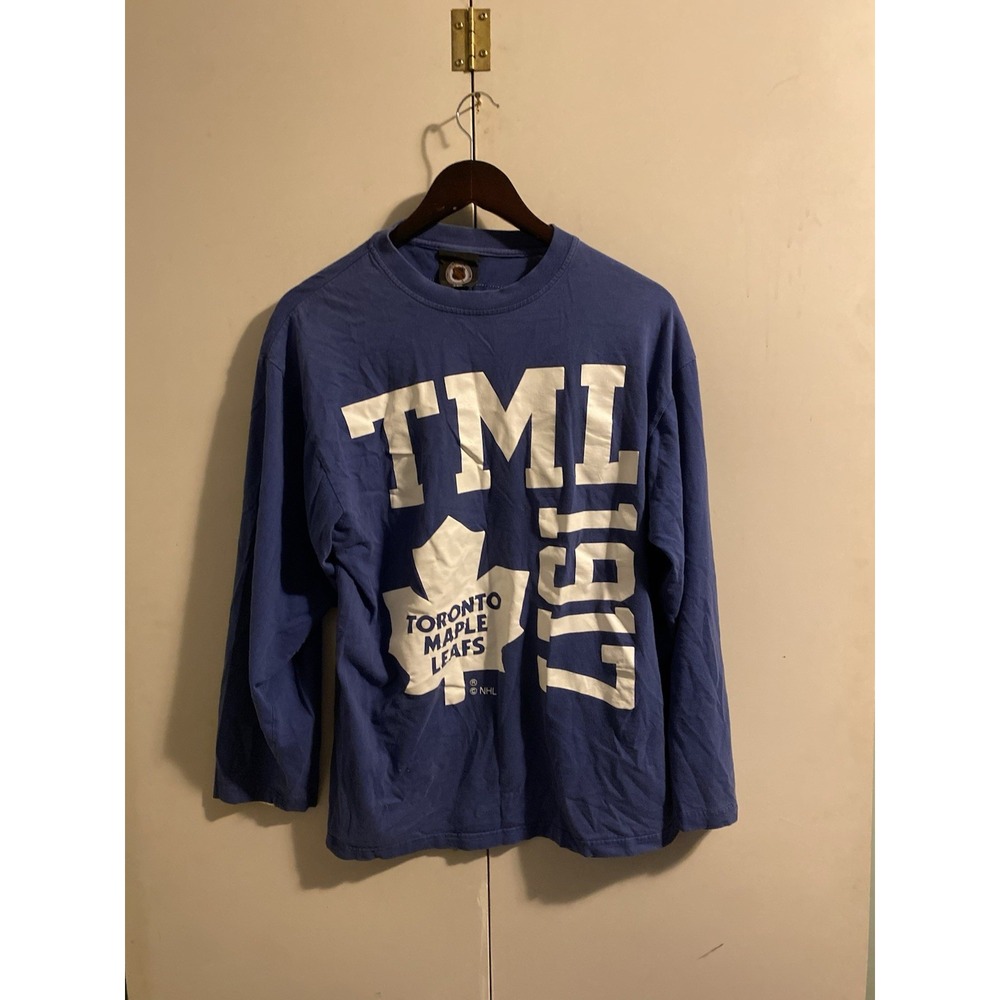 Vintage Toronto Maple Leafs Long Sleeve Shirt Blue NHL Hockey Men 90s Large